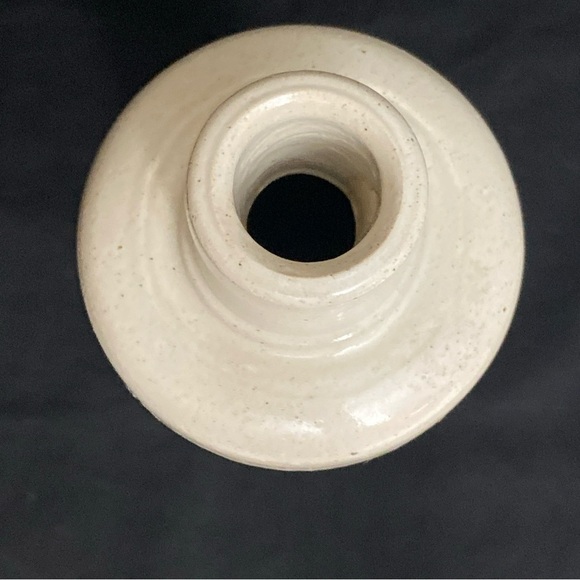 Vtg Stoneware Art Pottery Bottle Vase Vessel Gray/Beige Marked - Picture 3 of 4